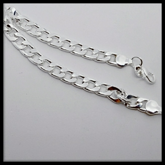 Silver chain link bracelet .925 plated New unisex NWT - Picture 2 of 7